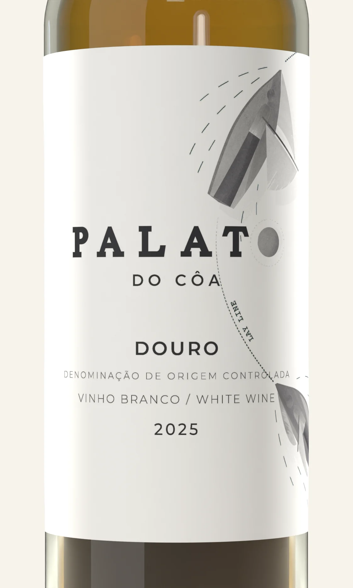 Rótulo do Palato do Côa Colheita Branco, em plano aproximado