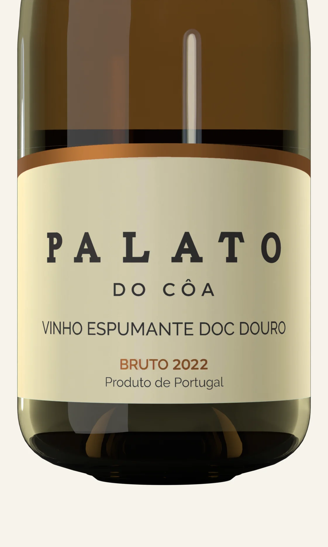 Rótulo do Palato do Côa Espumante Bruto, em plano aproximado