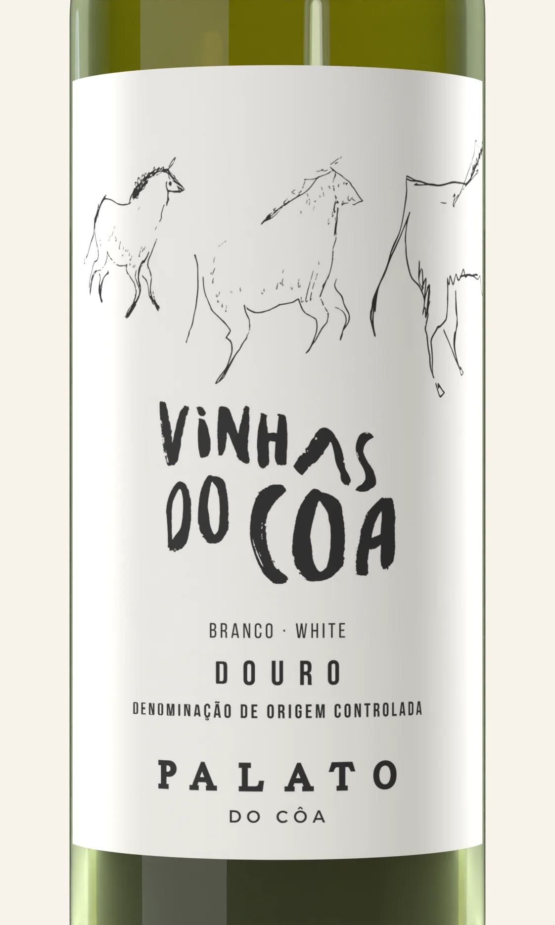 Rótulo do Vinhas do Côa Branco, em plano aproximado