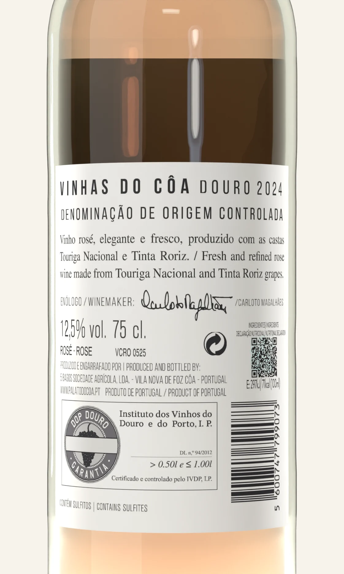 Vinhas do Côa Rosé back label, close up