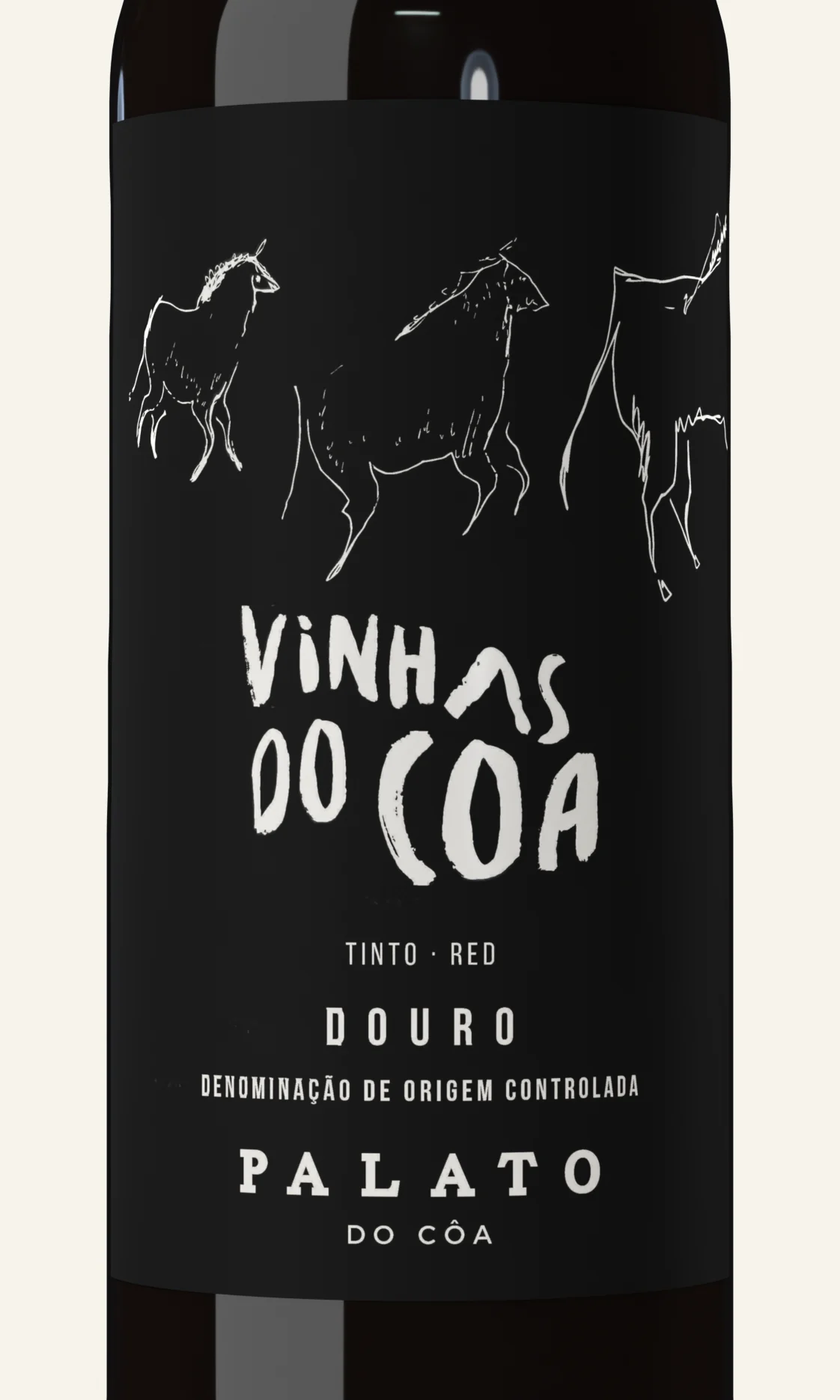 Rótulo do Vinhas do Côa Tinto, em plano aproximado