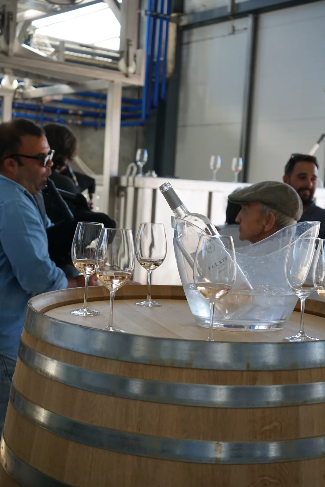Chilled service in an ice bucket during a winery tasting